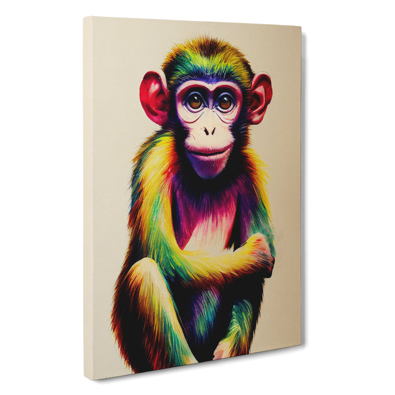 Monkey In Colour No.2 - Wrapped Canvas, 50cm H x 35cm W x 3cm D
