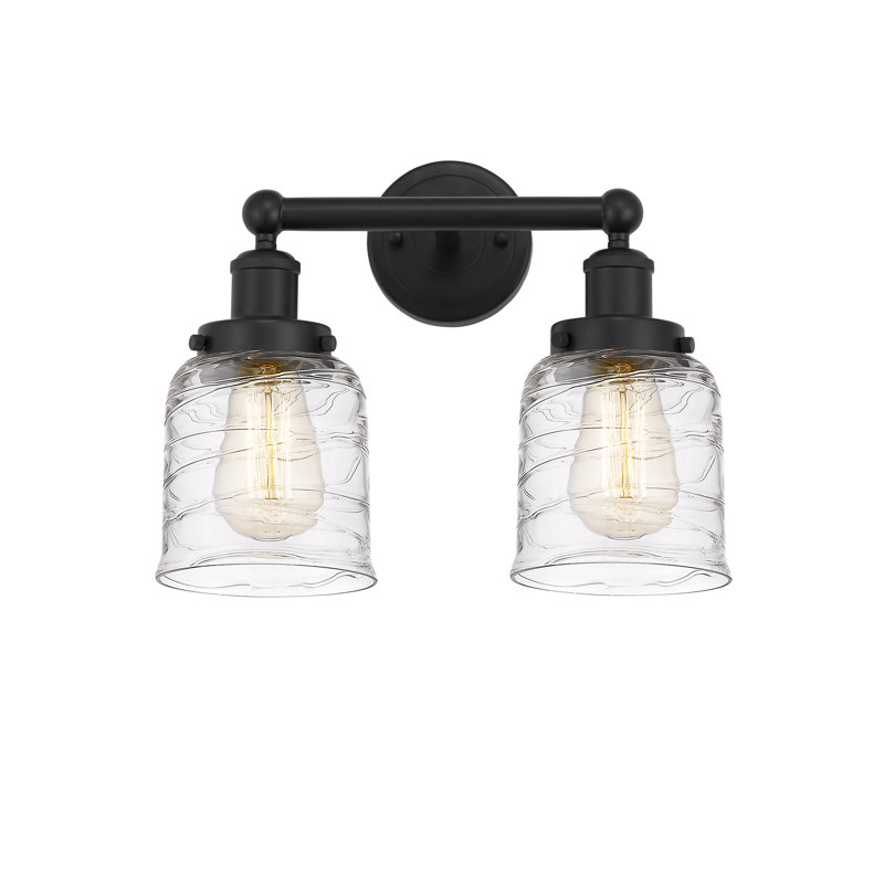 Éclairage pour meuble-lavabo à 2 lumières à intensité variable Corralitos, Noir mat, Transparent