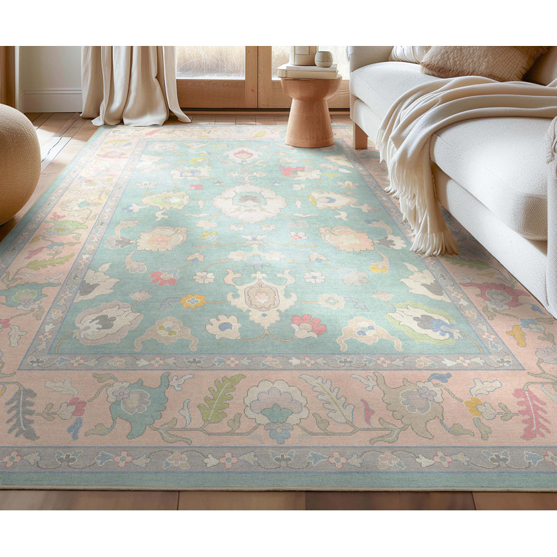 Bungalow Rose Adrith Konya Pastel Green Oriental Rug
