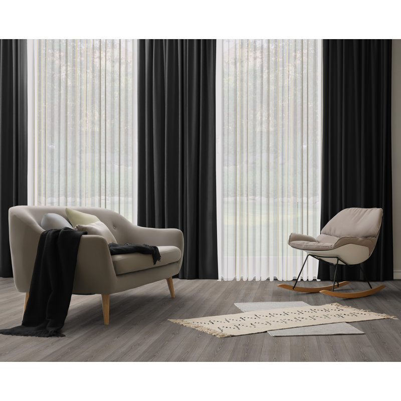Polyester Blackout Pinch Pleat Curtain Panel, 142cm wide x 295cm high, Black