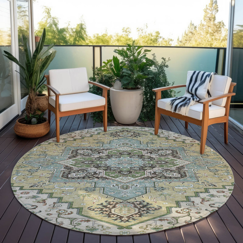 Tapis intérieur / extérieur lavable beige Lani , 2'3" x 7'6"
