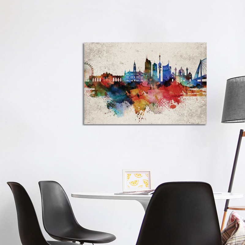 Vienna Abstract Skyline by WallDecorAddict - Wrapped Canvas Print, 101.6 cm H x 66.04 cm W x 1.91 cm D