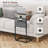 C Shaped End Table With Charging Station, 33" Tall Side Table For Couch, C Table Adjustable Height Small Couch Side Table, Slide Under Sofa Table TV Tray Arm Table For Living Room, Greige