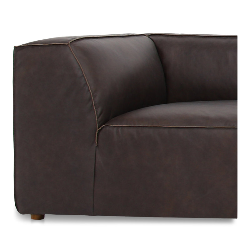 Form Astra 5 - Genuine Leather Modular Sectional with Ottoman, Brown Genuine Leather, 26" H x 112" W x 102.5" D