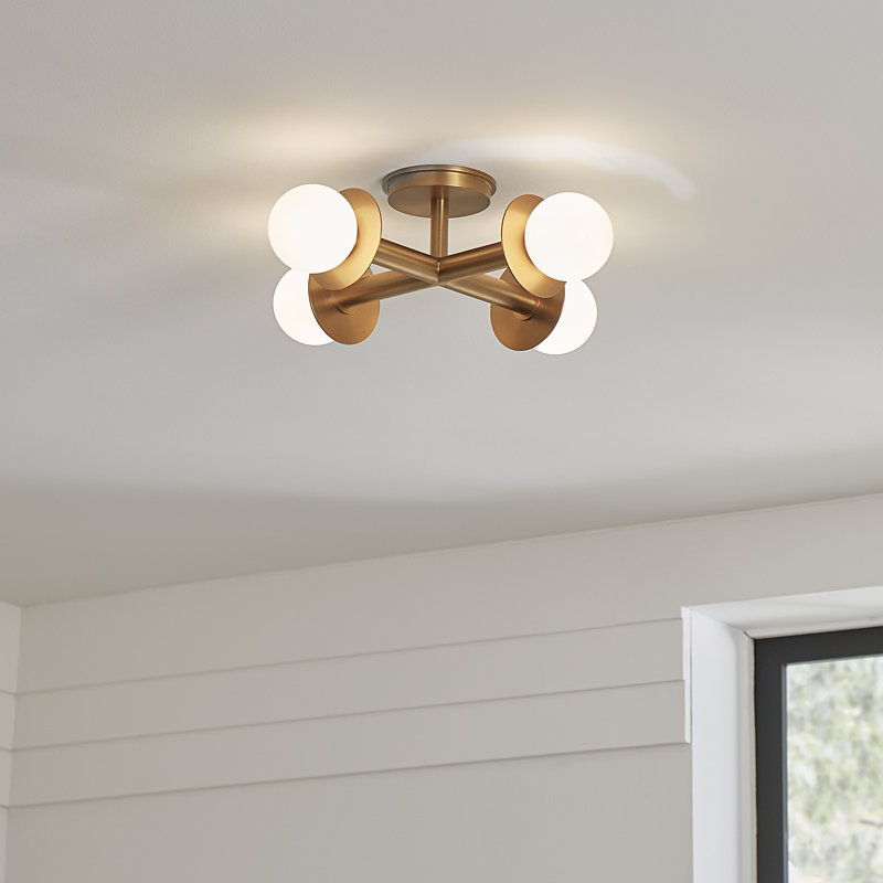 Nodes 4 - Light Semi Flush Mount, Burnished Brass