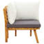 Chaise d'angle d'extérieur Roma, tissu blanc, bois d'acacia massif Roma