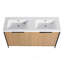 Meuble-lavabo autoportant de 60 po avec lavabo double en résine et 4 portes d'armoire à fermeture en douceur (emballage KD)