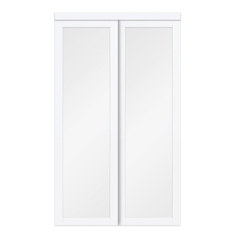 Twilight 60-in x 80-in White Frosted Glass Sliding Closet Door