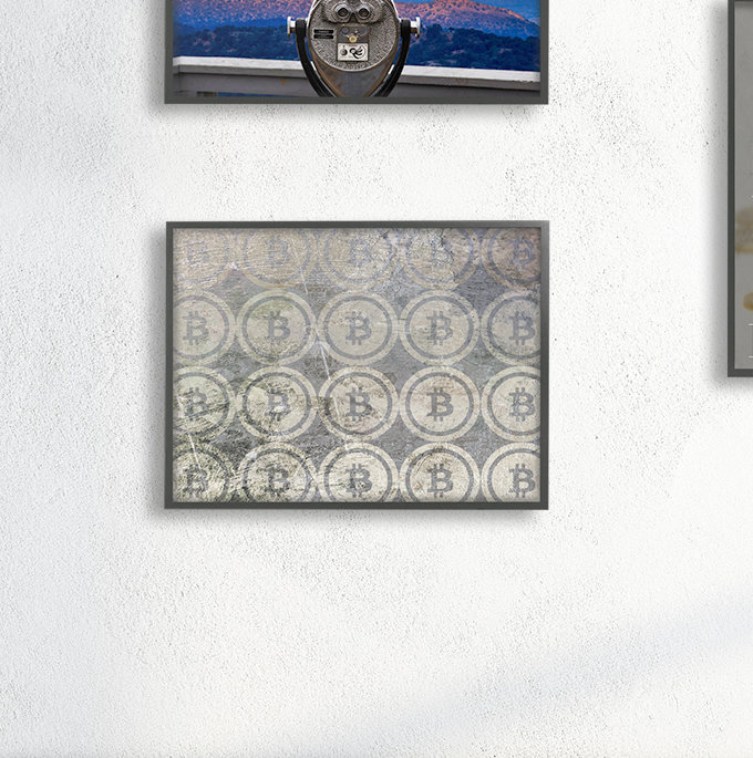 «Bitcoin Pattern on Surface» par Daphne Polselli, reproduction d'art textuel sur toile, H 11 po x l 14 po, Cadre noir