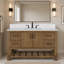 Meuble-lavabo Farmhouse de 48 po avec lavabo, bois massif, 4 tiroirs, 2 portes à fermeture en douceur, tablette de rangement ouverte, comptoir et dosseret en marbre 0,79 po, brun foncé-1218096835-1218096839-1218096840