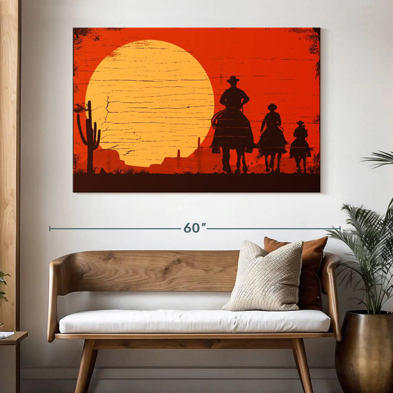 Lelar Cowboys Riding In The Desert, 34" H x 51" W