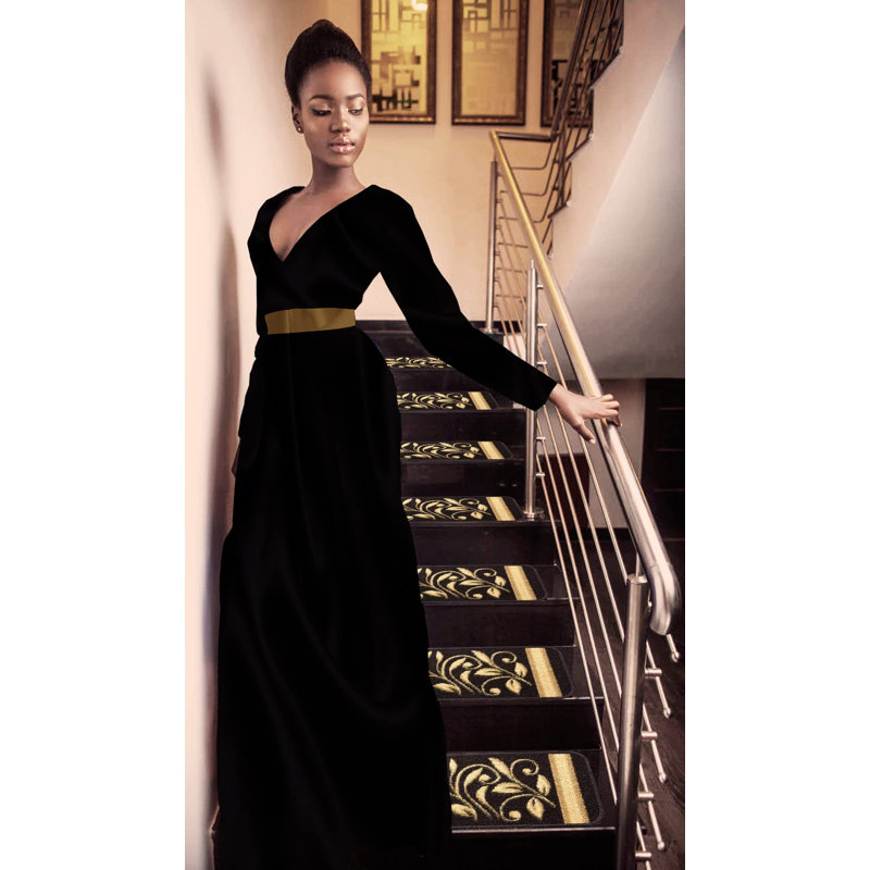 Tapis d'escalier antidérapant Doli, Brun, Ensemble de 13