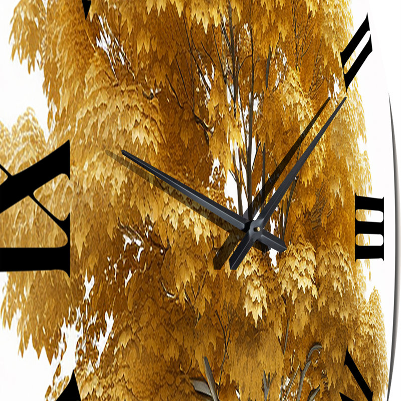 Horloge murale en métal «The Most Beautiful Yellow Tree I», Petit