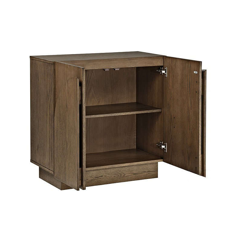 Buffet Mid-Century moderne, armoire de rangement en bois de salon avec portes arquées, armoire à crédence, Brown