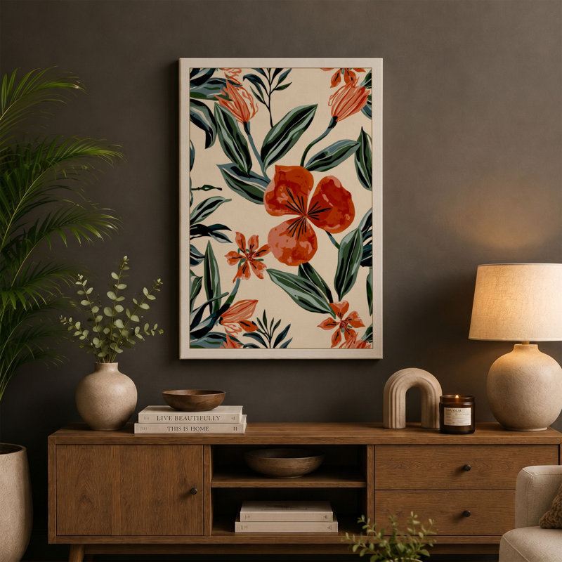 Scattered Blooms Botanical - Wrapped Canvas, 30x20 - 76.2 x 50.8 cm, Cream Border