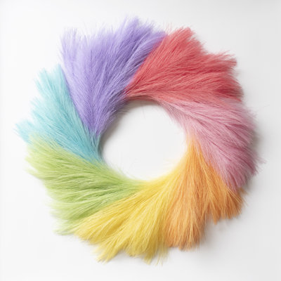 20 Inch Artificial Colorful Rainbow Feather Wreath Silky Touch for Party Wall Windows Decor Variant Product Name