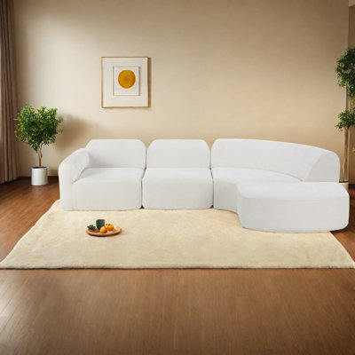 Canapés modernes spacieux, ensemble incurvé beige de 111 pouces pour le salon