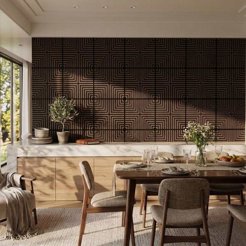 23.6 In. X 23.6 In. 3d Acoustic Wood Slat Square Edge Decorative Wall Panels, Walnut