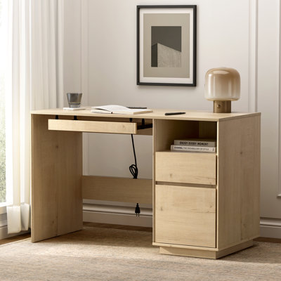 47" Office Desk With Charging Station & File Drawer, Wooden Computer Desk With Keyboard Tray, Storage Drawers & USB Ports, Home Office Workstation Desk With File Cabinet