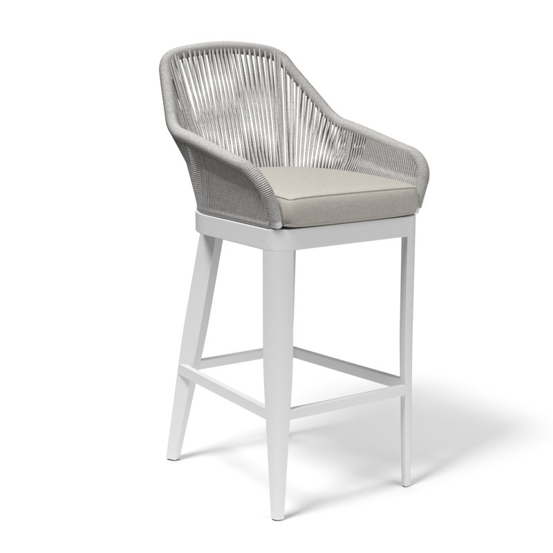 Miami Outdoor Bar Stool, Echo Ash Sunbrella®, White