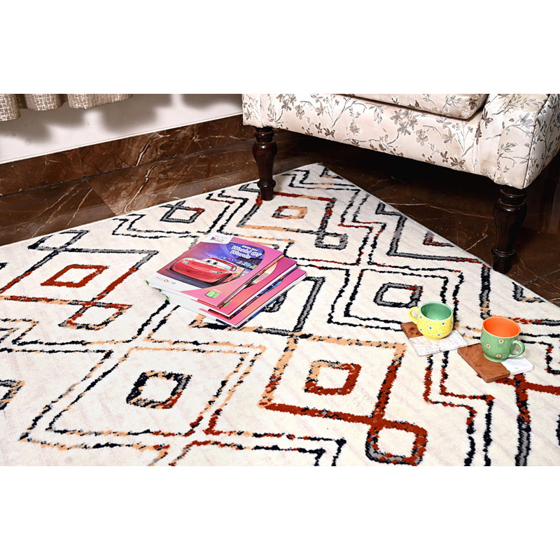 Tapis ivoire / rouge / bleu Howey, Tapis de couloir 2 pi x 4 pi