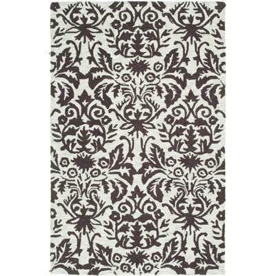 Hand Hooked Wool Pile Damask Rug