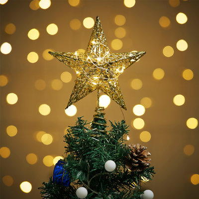 Decorative Star Sequins Christmas Tree Topper with LED Lights