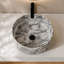 Meuble-lavabo flottant de 36 po avec lavabo vasque en marbre veiné gris, meuble-lavabo mural avec tablette ouverte, finition blanche avec décor en bois, conception moderne peu encombrante (livré dans 2 boîtes)-971581875