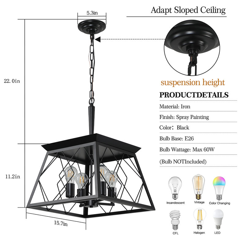 Rrtro Style Chandelier With Height Adjustable Features