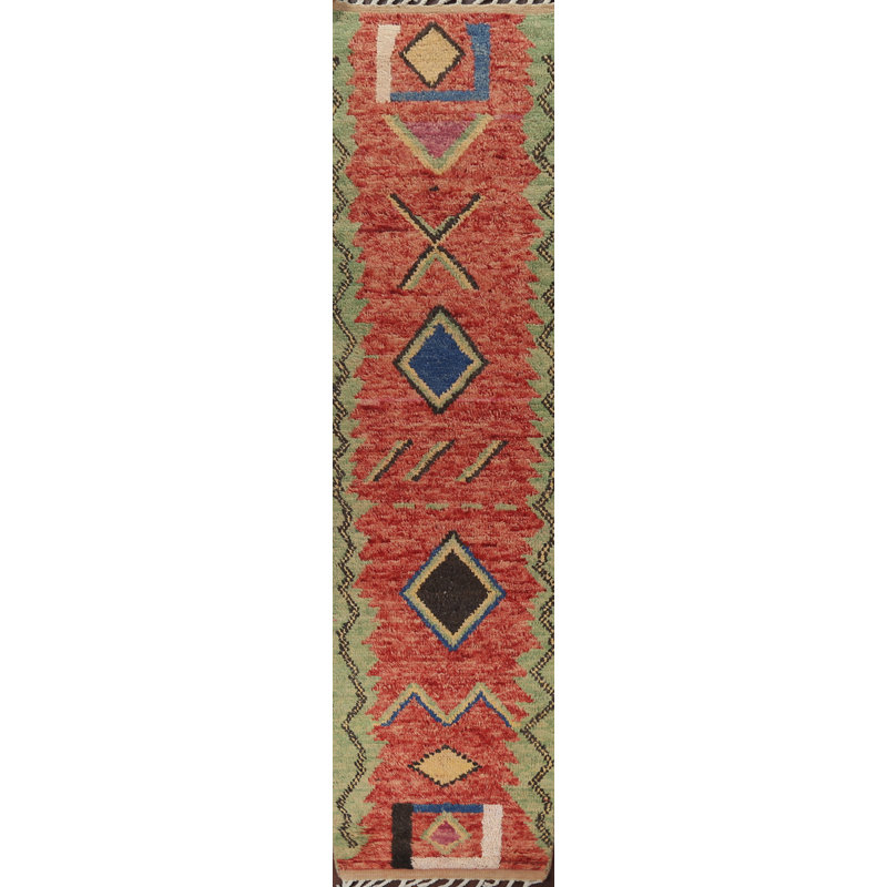 Tapis de couloir tribal en laine marocain noué à la main 2 x 13