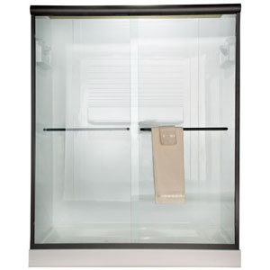 Porte de douche sans cadre à dérivation sans cadre 70 po x 48 po avec verre bistro Euro
