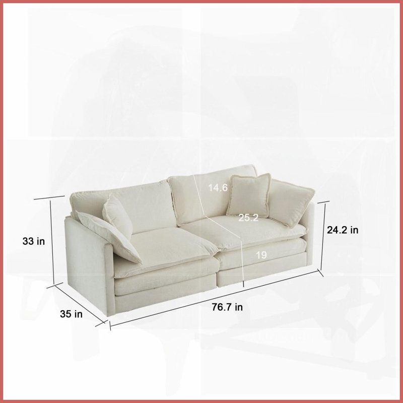 Ensemble de canapé moderne en chenille 2 pièces - causeuse 2 + 2 places et amp; Canapé pour salon / bureau à domicile avec structure en bois massif