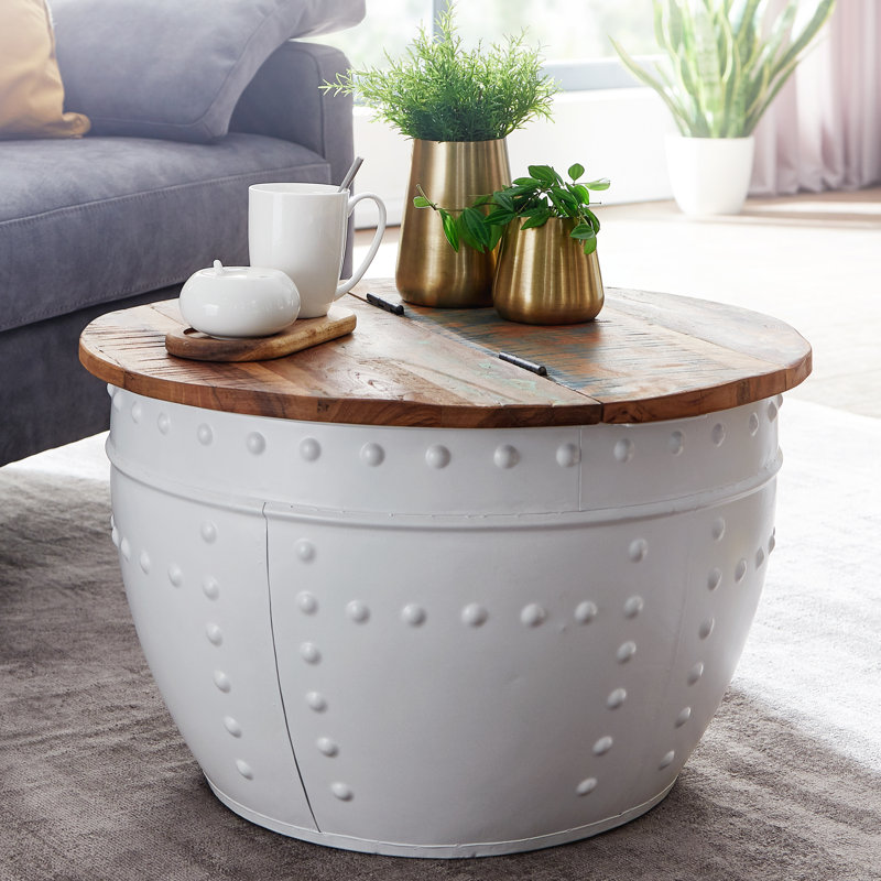 Provencher Solid Coffee Table with Storage, White