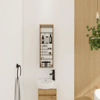 12'' Wall Mounted Storage Cabinet,Bathroom Mirror Cabinet with Storage,Plywood