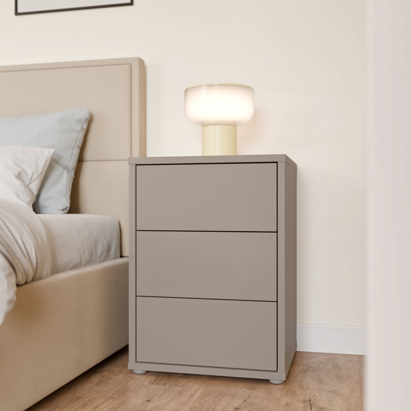 49.8cm W Manufactured Wood Bedside Table, Taupe