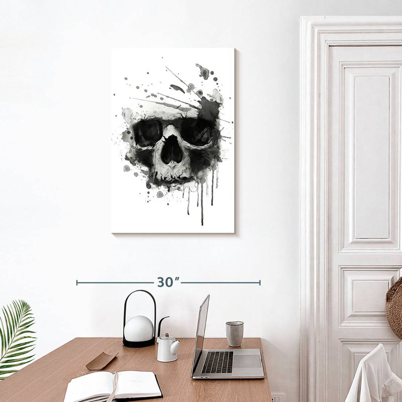 Hitzel Dark Blotted Skull, 30" H x 20" W