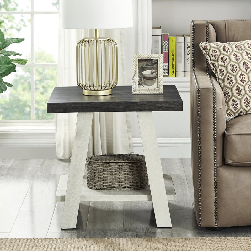 De bout en bois multicolore avec option de rangement, Blanc, Gris anthracite