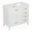 Meuble-lavabo de salle de bain avec lavabo, porte à fermeture douce, 4 tiroirs, structure en bois massif, finition blanche pour les salles de bain modernes et élégantes-2071249586