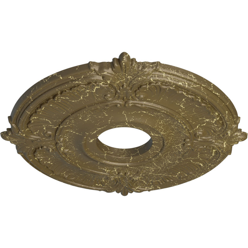 Médaillon de plafond H 18 po x l 18 po x P 0,625 po Attica, Boue Mississippi craquelée