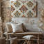 Toile d'un motif de textile sans couture avec des motifs traditionnels complexes rappelant l'art mural indien-1714517741