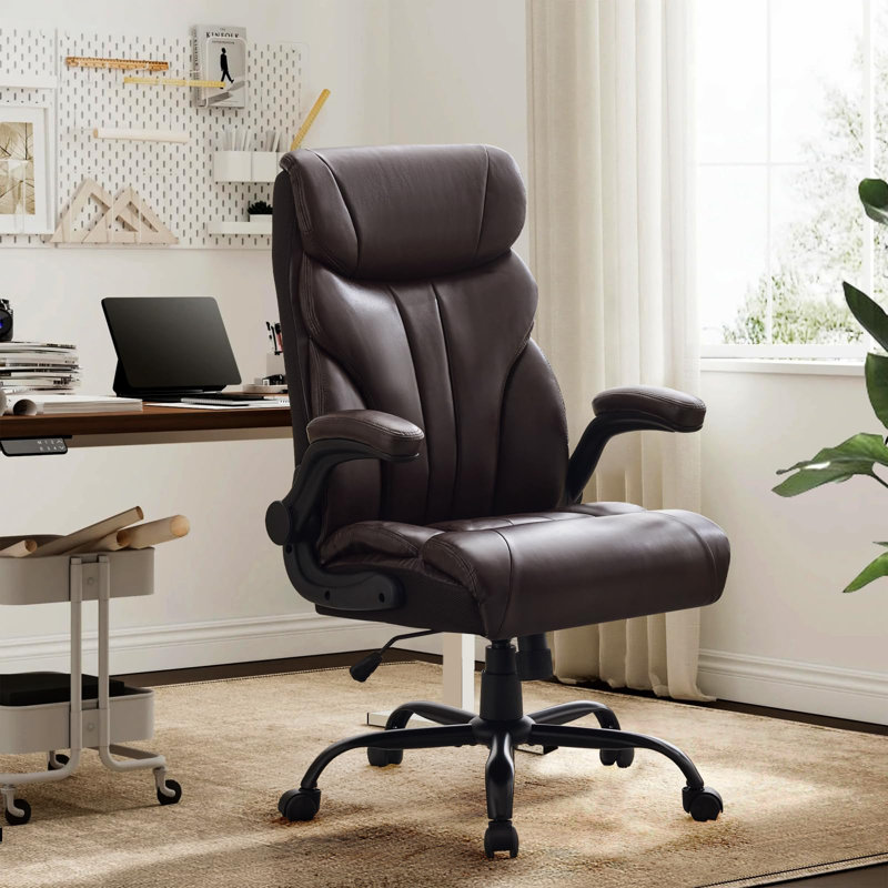 Fauteuil de bureau Big & Tall d'une capacité de 500 lb, chaise de bureau réglable à haut dossier avec fonction d'inclinaison, support lombaire, roulettes pivotantes