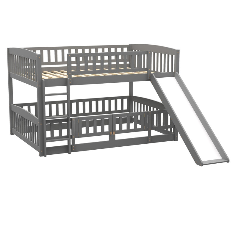 Eziquel Full Over Full Bunk Bed with Slide, Gray