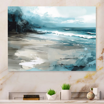Coastal Waves IV - Art mural moderne en métal plage