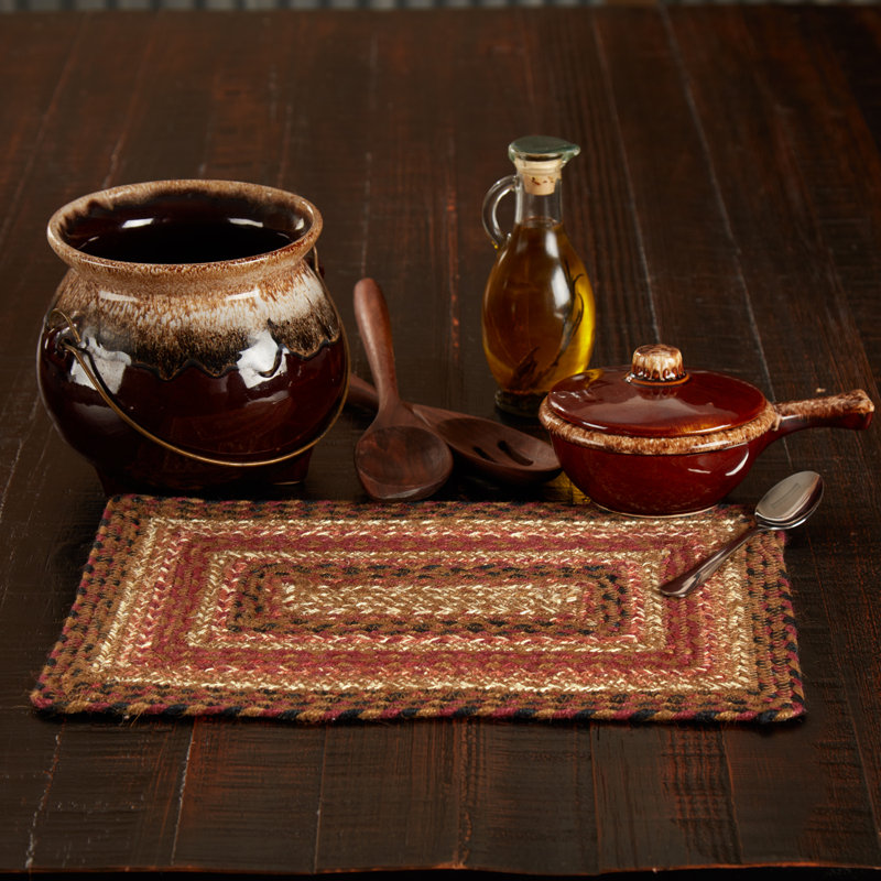 Birtwhistle Geometric Rectangle Placemat, Terra Cotta/Burgundy/Dark Tan