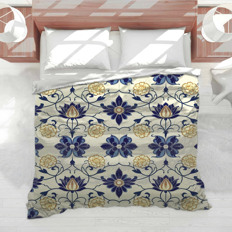 Édredon à motif floral, Très grand lit