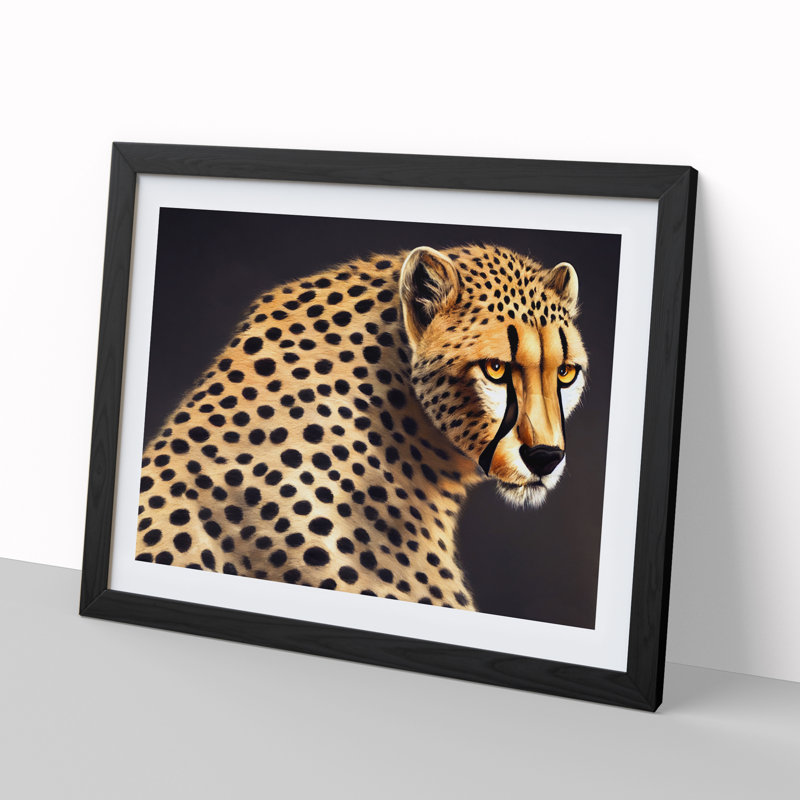 Masterful Cheetah - Single Picture Frame Print, 46cm H x 64cm W x 2cm D, Black