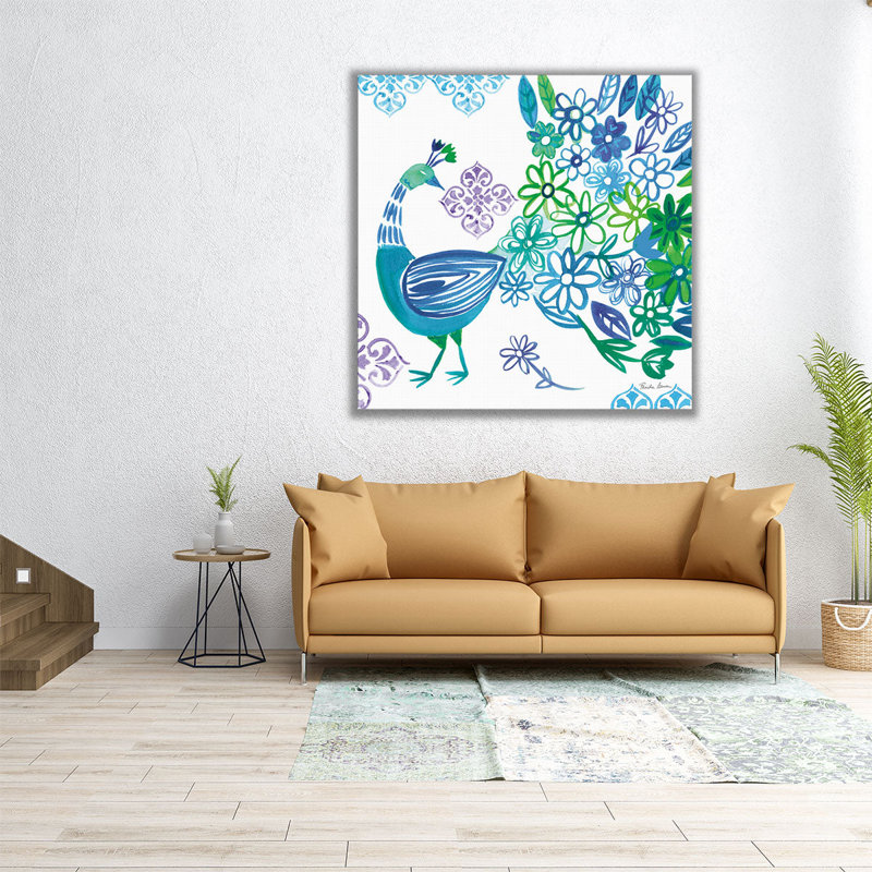 «Jewel Peacocks I», reproduction d'art sur toile, H 12 po x l 12 po