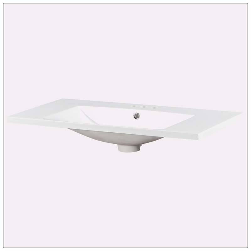 Paulafurinture 18.00'' Resin Rectangular Bathroom Sink with Overflow