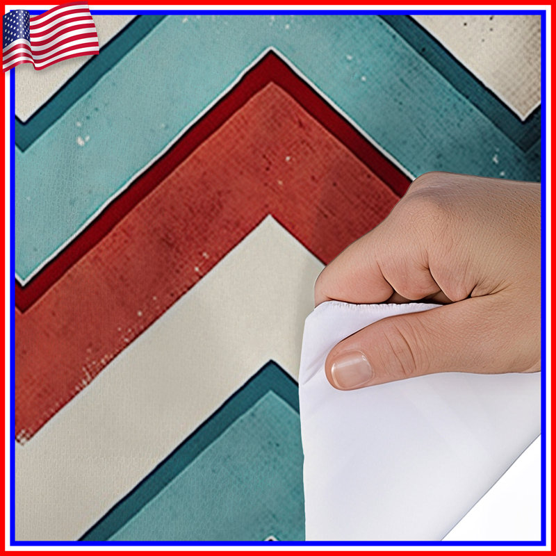 Housse de couette à motif de chevrons bleu / rouge, Housse de couette pour lit simple
