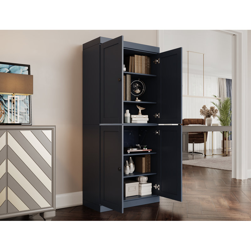 Bibliothèque 100% bois massif à 6 tablettes, portes Shaker, tablettes réglables, 32 po de largeur, 71,5 po de hauteur